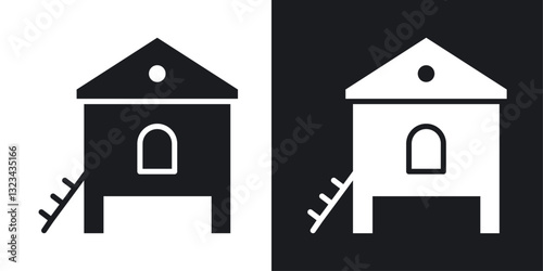 Chicken coop icons pack in solid style