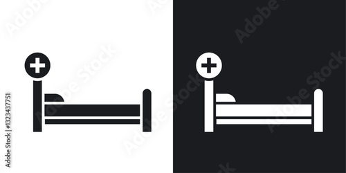 Hospital bed icons pack in solid style