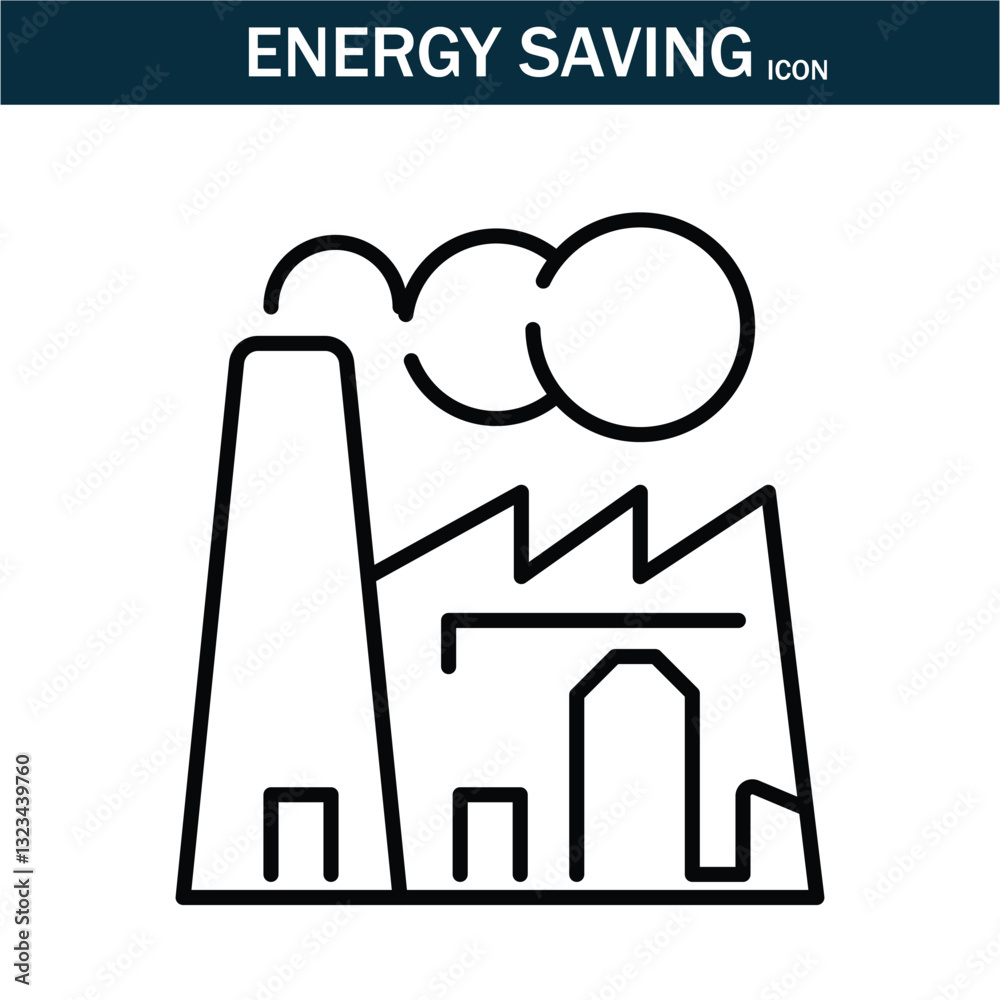 Fototapeta premium Energy saving outline stroke icon. editable stroke icon. Contains such Icons as Energy Costs, Burn, Eco Friendly Power and more. Vector illustration. EPS10.