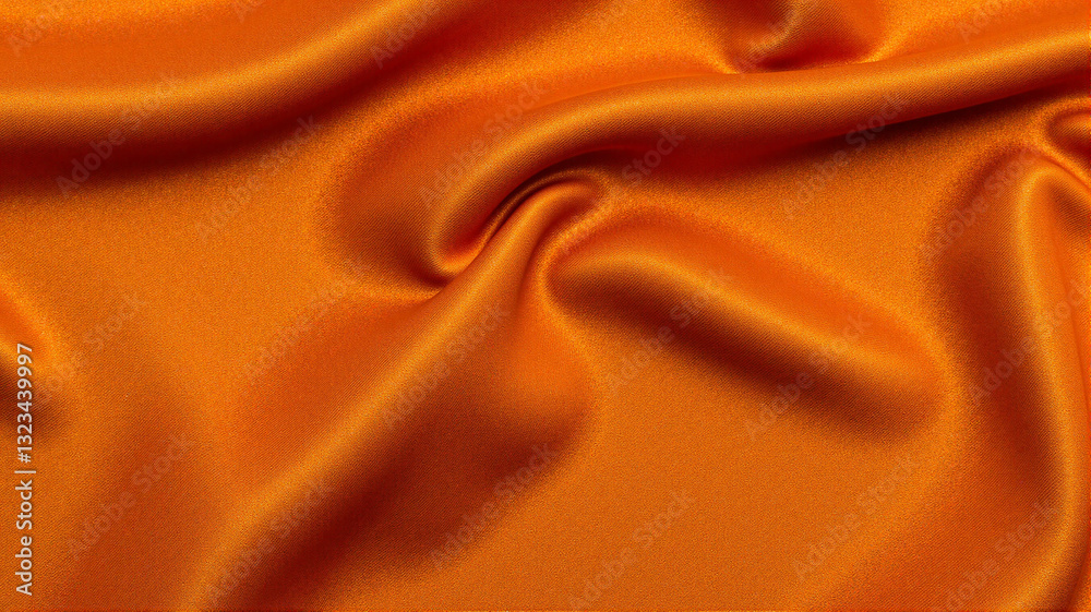 Fototapeta premium Smooth red and orange striped fabric with visible folds and creases. The silky texture highlights light and shadow play, adding depth and elegance to this abstract close-up.