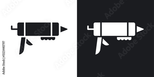 Sealants gun icons pack in solid style
