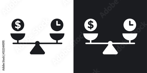 Time and money compare scale icons pack in solid style