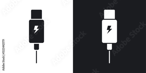USB type c icons pack in solid style