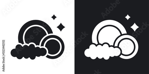 Washing dishes icons pack in solid style