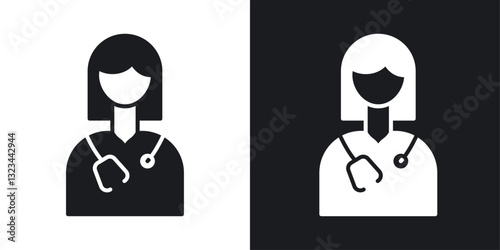 Woman Doctor icons pack in solid style