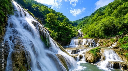 Serene Waterfall Cascade in Lush Forest - Nature Photography: The i.