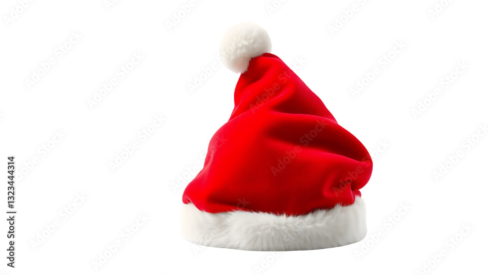 red Santa hat isolated on transparent background Generative Ai.