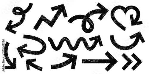grunge arrow set. transparent png and vector illustration.