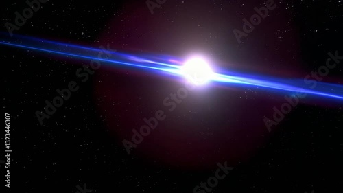 Science concept. Extraterrestrial signal in space. Blue glowing orbs flying through outer space