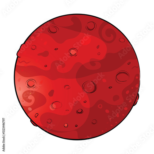 Mars planet vector. Globe Mars texture map in flat style. Red planet solar system.