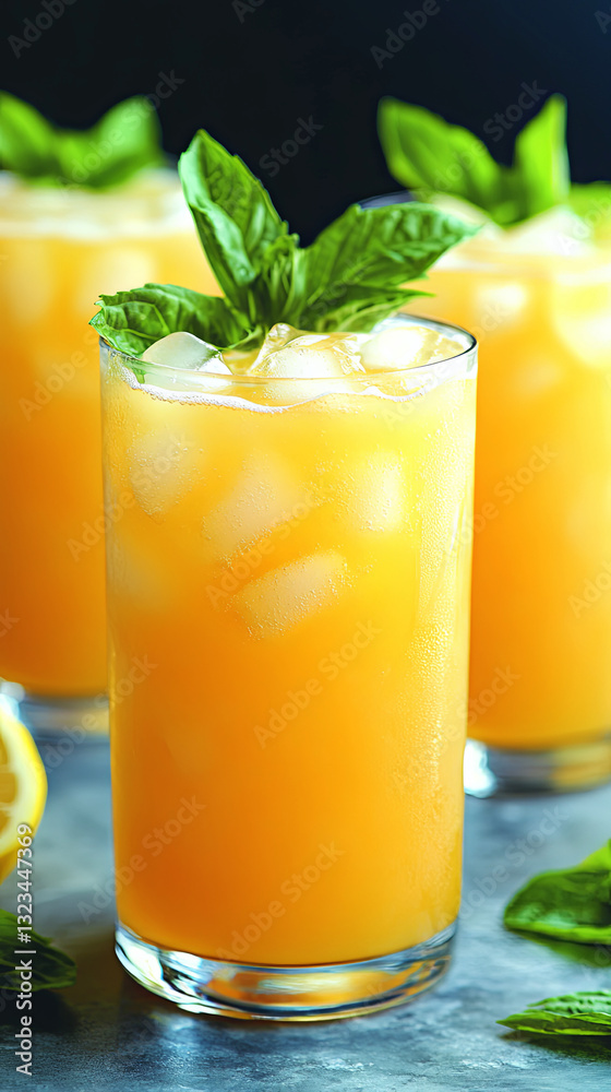 Refreshing Citrus Beverages Garnished With Mint for a Summer Gathering Refreshing Citrus Beverages Garnished With Mint for a Summer Gathering