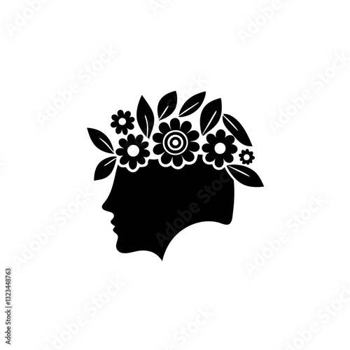 creative details flower crown on head icon vector illustration