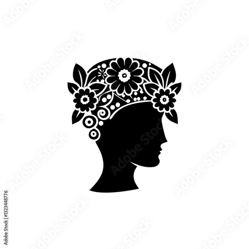 creative details flower crown on head icon vector illustration