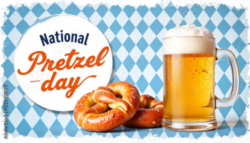 Festive National Pretzel Day celebration with beer and pretzels, tradition