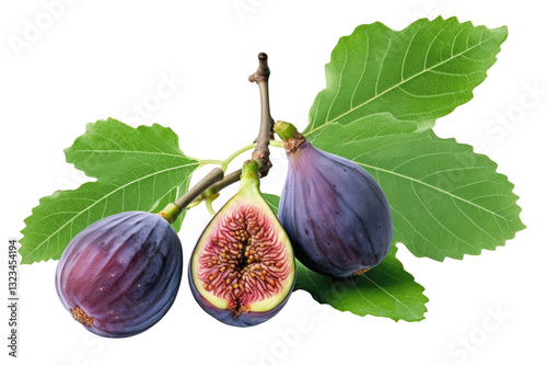 A fig tree branch on transparent background