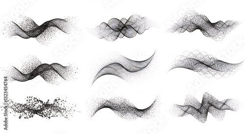 Abstract Gray Particle Waves Flowing Dynamically. AI Generated