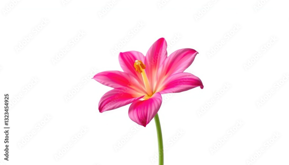 A single vibrant bloom, petals unfurled, isolated on pure white, image, delicate A single vibrant bloom, petals unfurled, isolated on pure white, image, delicate