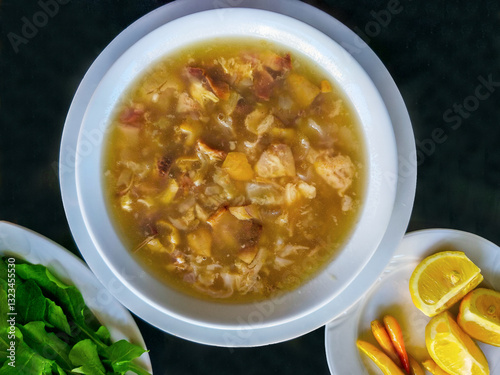Obraz na płótnie Foot-of-the-foot soup made with lamb meat in Turkey w salonie
