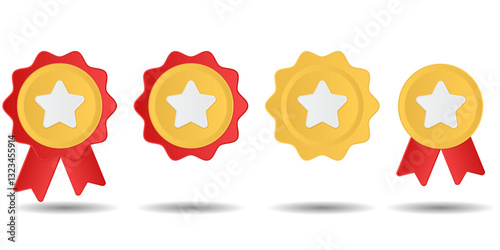 3d icon Certificate Badge vector illustration, yellow badge warranty icon with checklist and ribbon Background isolated