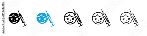 Baby Vaccination icons vector set for web designs