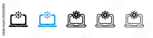 Computer simulation icons vector set for web designs