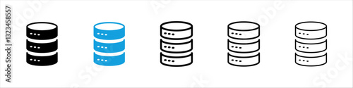 Cylinder database icons vector set for web designs