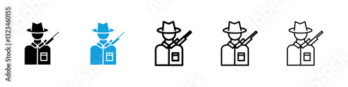 Hunter icons vector set for web designs