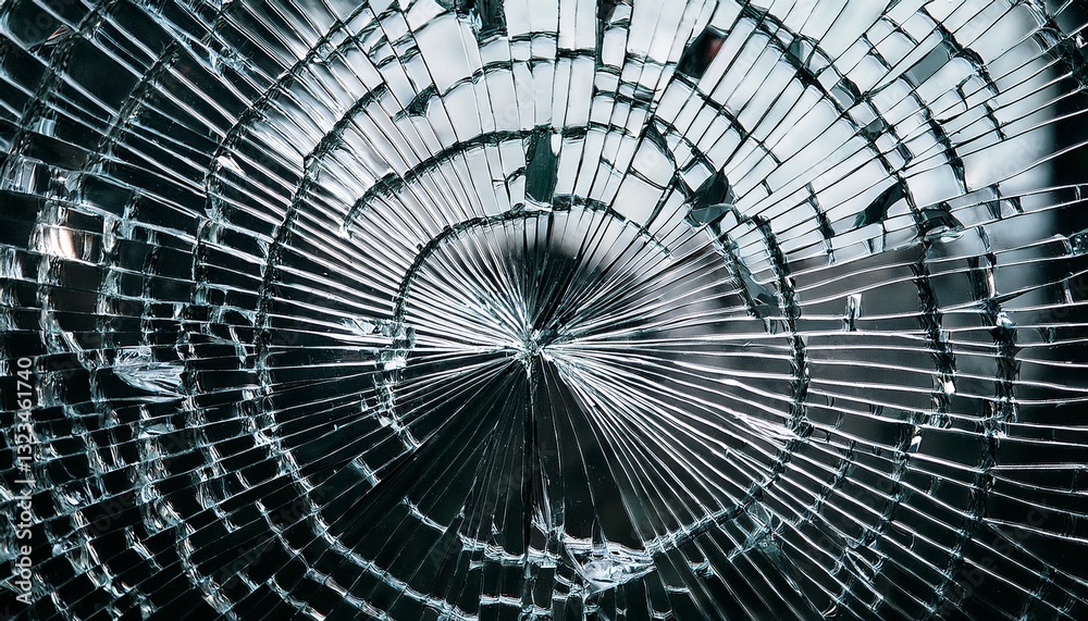 Fototapeta premium Shattered glass texture, abstract broken mirror pattern with reflective shards