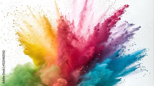 Obraz na płótnie Explosion of colored powder, isolated on white background w salonie