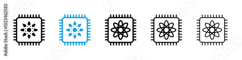 Quantum computing icons vector set for web designs