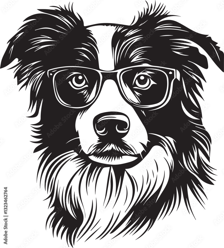 Fototapeta premium border collie dog with glasses