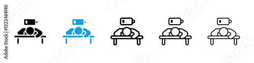 Tired person icons vector set for web designs