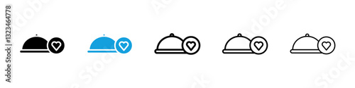Wedding dinner icons vector set for web designs