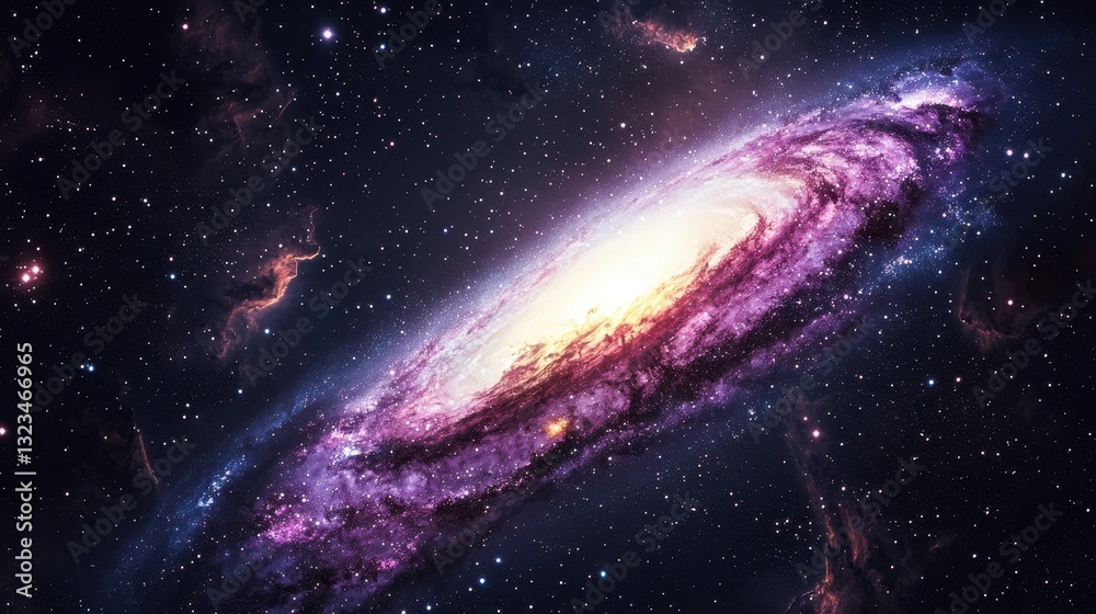 Fototapeta premium Majestic Spiral Galaxy with Colorful Nebula in Deep Space