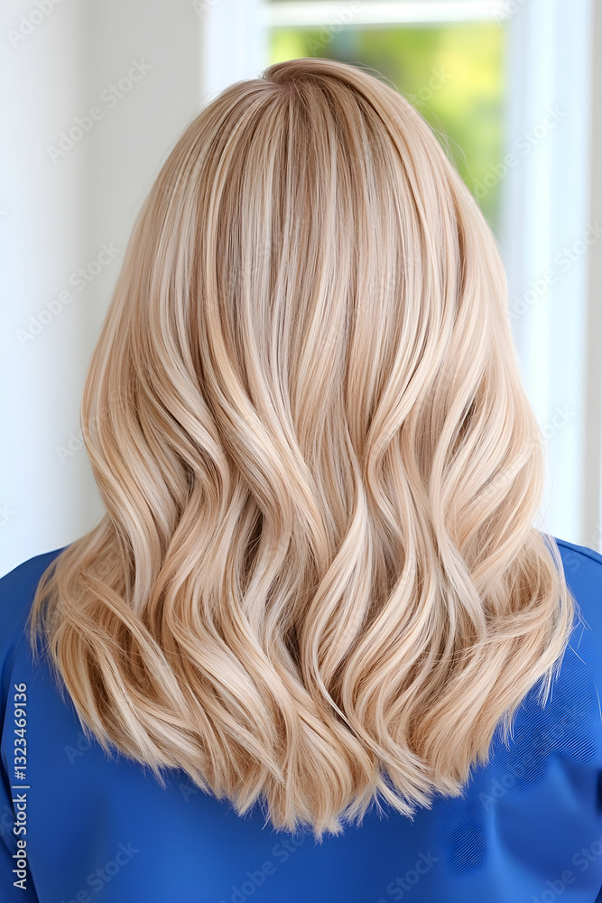 Naklejka premium Blond highlights on long, wavy hair
