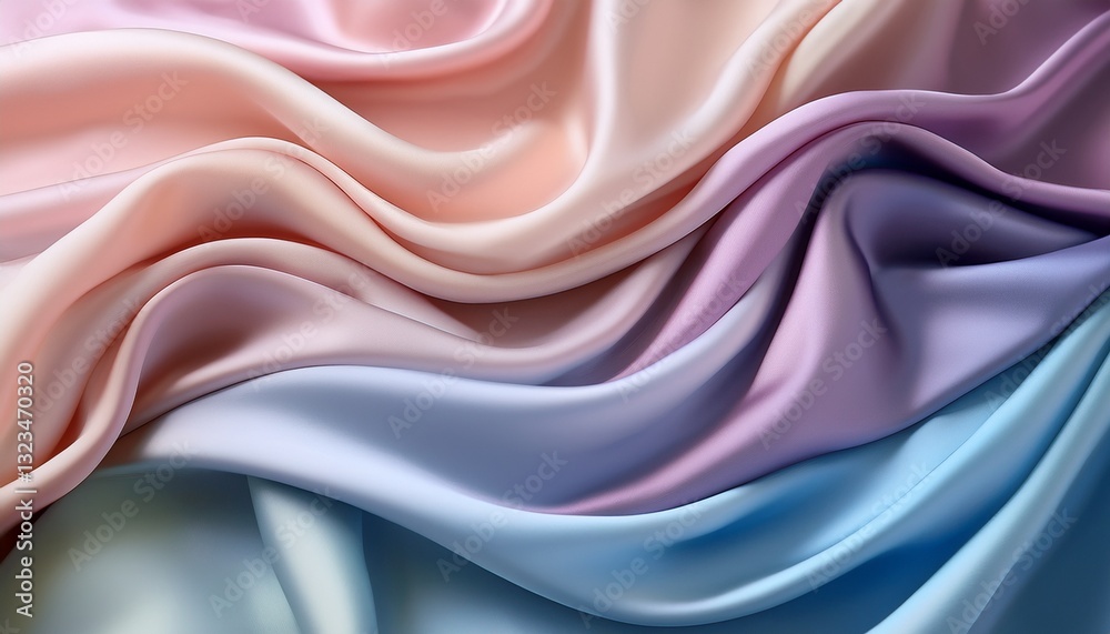 Obraz premium Pastel gradient fabric folds, gentle and elegant drapery texture with soft lighting, creating a calming and sophisticated atmosphere