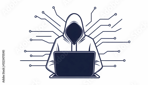 Anonymous Hacker Working on Laptop