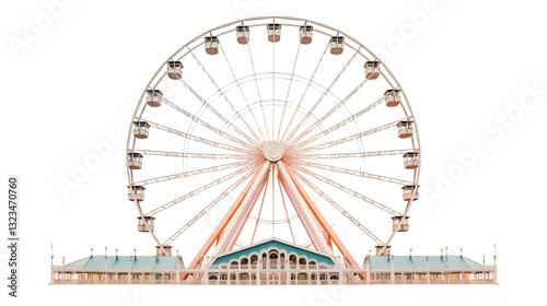 Attractive Ferris Wheel at Amusement Park Night on transparent background.
