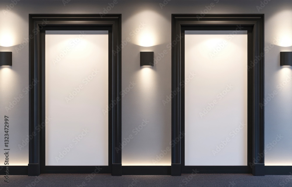 Modern Interior with Two Blank Wall Spaces and Sconce Lighting
