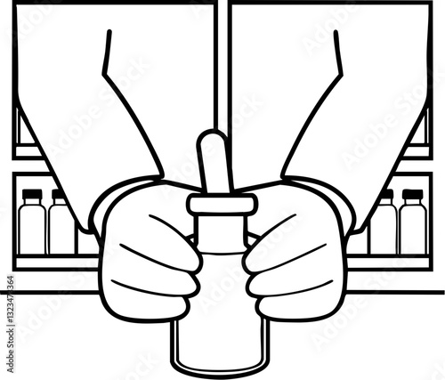 Scientist holding a pipette over a container in a lab setting.