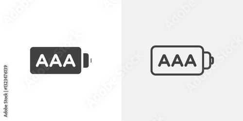 AAA battery icons in filled and outline versions for ui designs