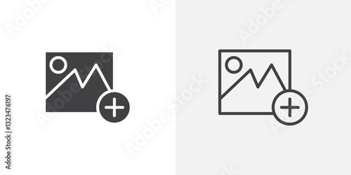 Add photos icons in filled and outline versions for ui designs