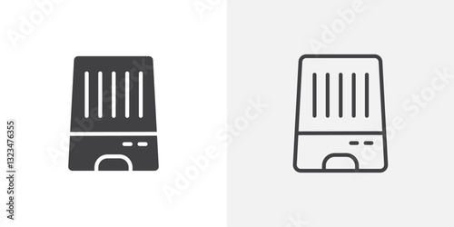 Air purifier iconsin filled and outline versions for ui designs