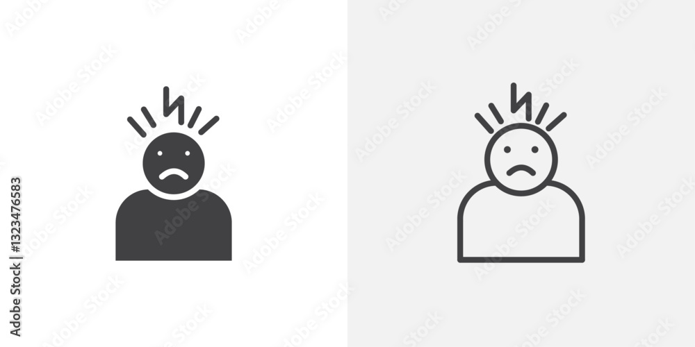 Anxiety icons in filled and outline versions for ui designs Anxiety icons in filled and outline versions for ui designs