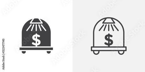 Business incubator icons in filled and outline versions for ui designs