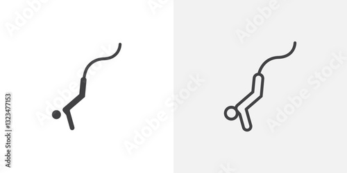 Bungee jumping icons in filled and outline versions for ui designs