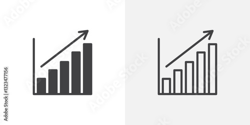 Business performance icons in filled and outline versions for ui designs