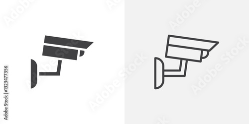 CCTV icons in filled and outline versions for ui designs