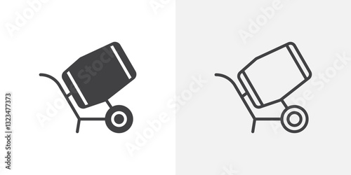 Cement mixers icons in filled and outline versions for ui designs