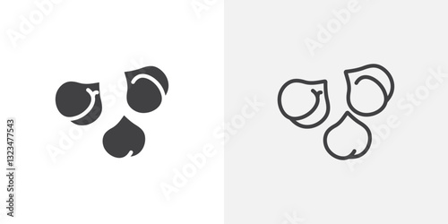 Chickpeas hummus icons in filled and outline versions for ui designs